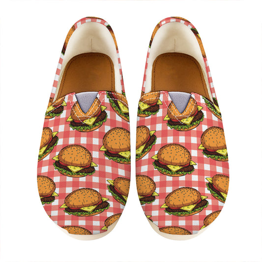 Hamburger Plaid Pattern Print Casual Shoes