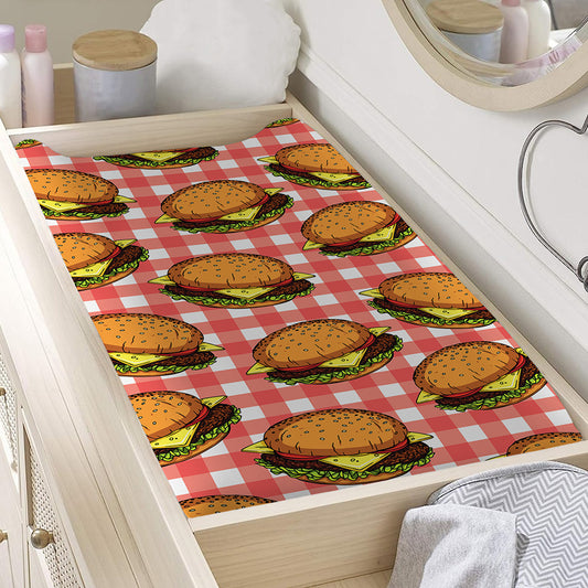 Hamburger Plaid Pattern Print Changing Pad Cover