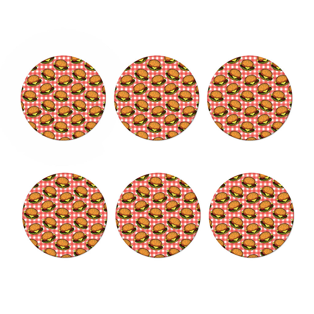 Hamburger Plaid Pattern Print Coaster Set
