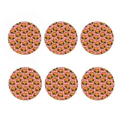 Hamburger Plaid Pattern Print Coaster Set