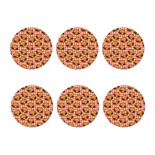 Hamburger Plaid Pattern Print Coaster Set