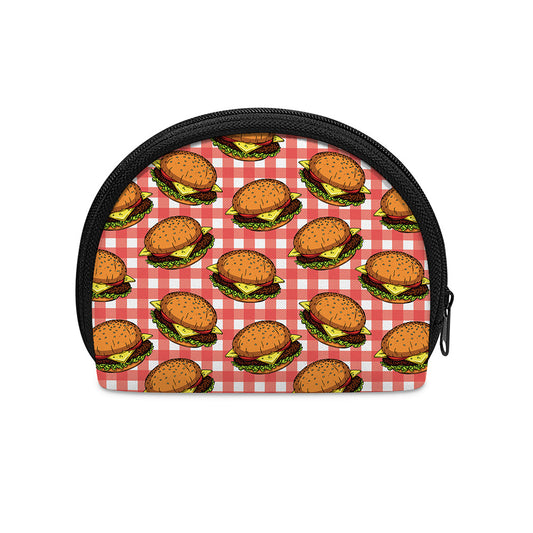 Hamburger Plaid Pattern Print Coin Purse