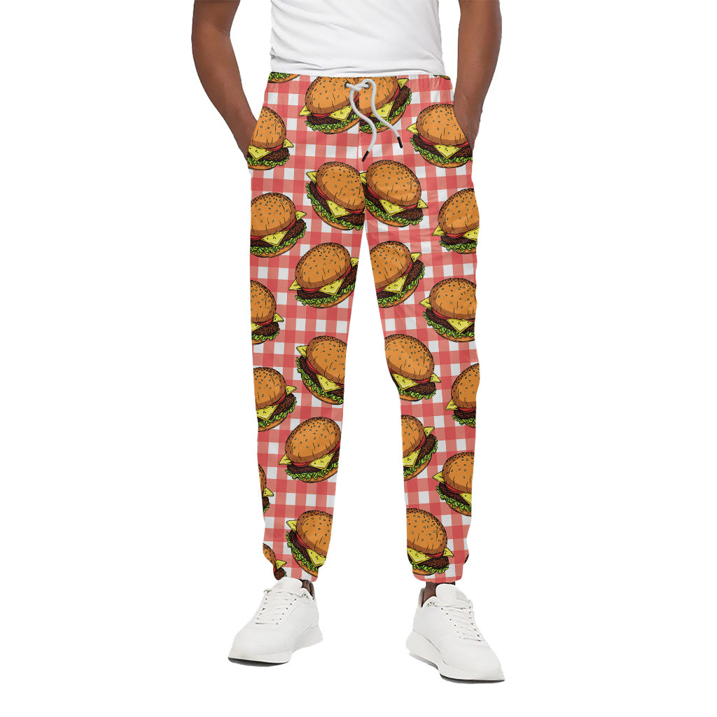 Hamburger Plaid Pattern Print Cotton Pants