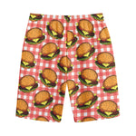 Hamburger Plaid Pattern Print Cotton Shorts