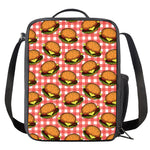 Hamburger Plaid Pattern Print Crossbody Lunch Bag