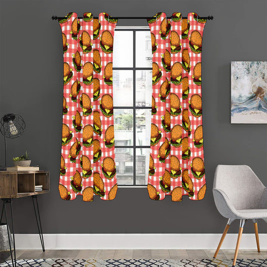 Hamburger Plaid Pattern Print Curtain
