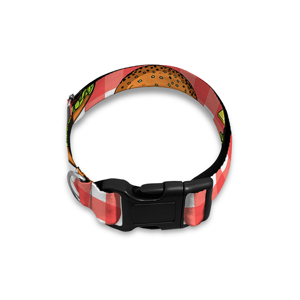 Hamburger Plaid Pattern Print Dog Collar