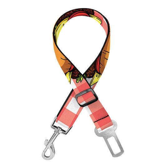 Hamburger Plaid Pattern Print Dog Seat Belt