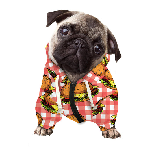 Hamburger Plaid Pattern Print Dog Zip Up Hoodie