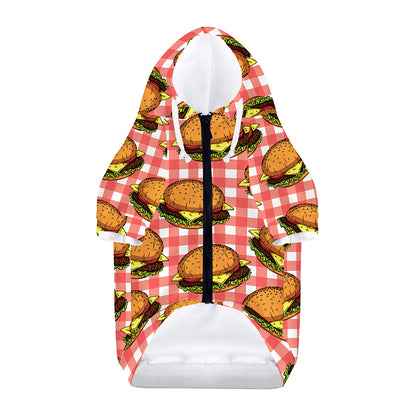 Hamburger Plaid Pattern Print Dog Zip Up Hoodie