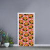 Hamburger Plaid Pattern Print Door Sticker