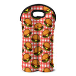 Hamburger Plaid Pattern Print Double Neoprene Wine Tote