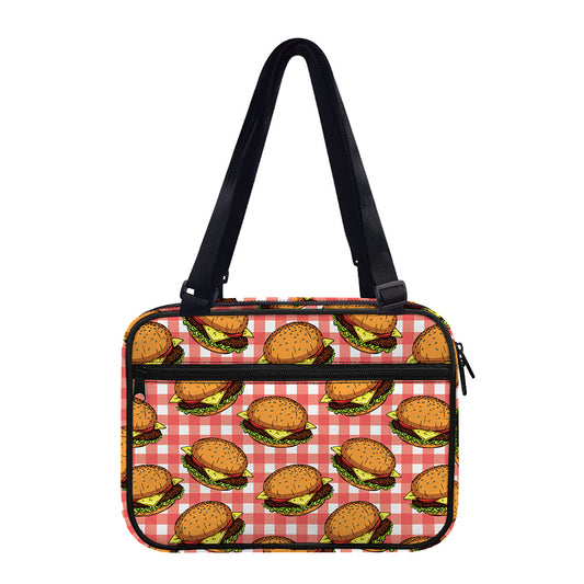 Hamburger Plaid Pattern Print Double Strap Bible Bag