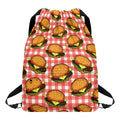 Hamburger Plaid Pattern Print Drawstring Backpack