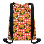 Hamburger Plaid Pattern Print Drawstring Backpack