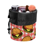 Hamburger Plaid Pattern Print Drawstring Makeup Bag
