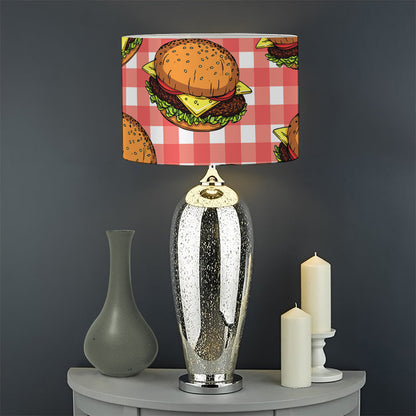 Hamburger Plaid Pattern Print Drum Lamp Shade