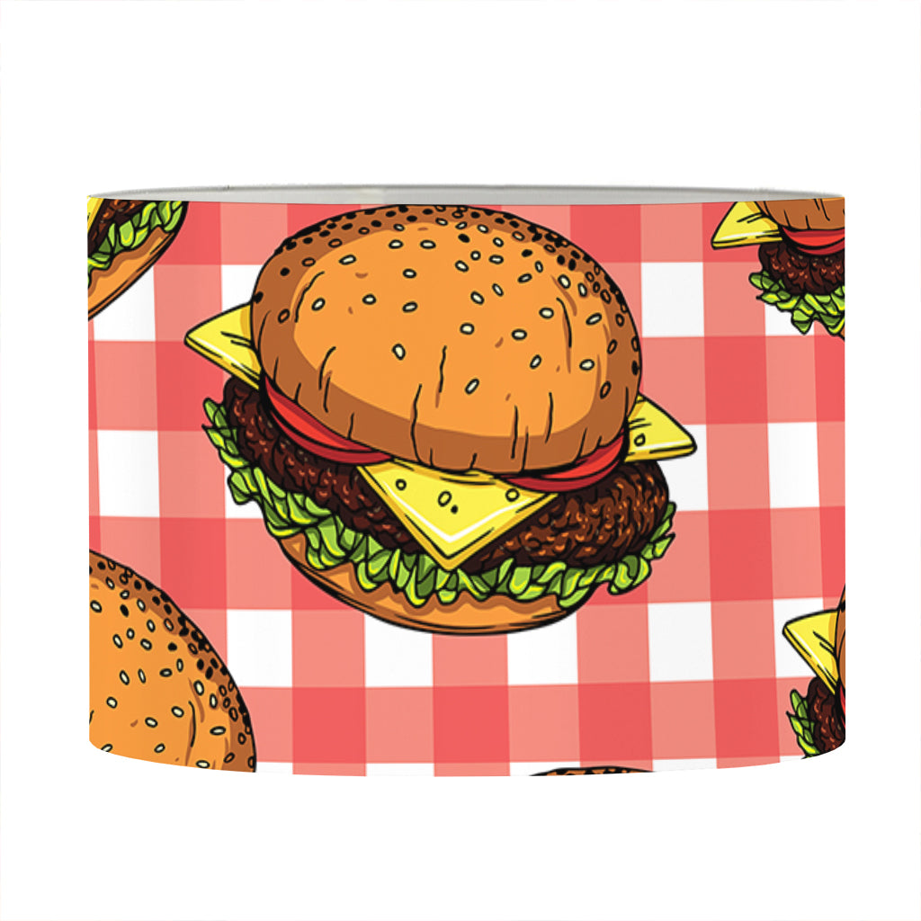 Hamburger Plaid Pattern Print Drum Lamp Shade