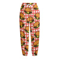 Hamburger Plaid Pattern Print Fleece Lined Knit Pants