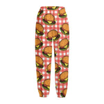 Hamburger Plaid Pattern Print Fleece Lined Knit Pants