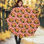 Hamburger Plaid Pattern Print Foldable Umbrella