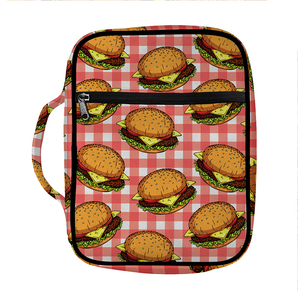 Hamburger Plaid Pattern Print Front Pocket Bible Bag