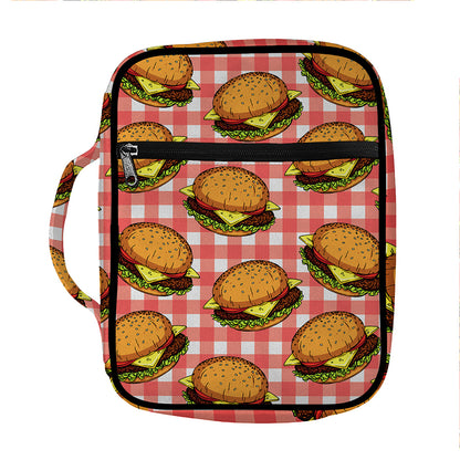Hamburger Plaid Pattern Print Front Pocket Bible Bag