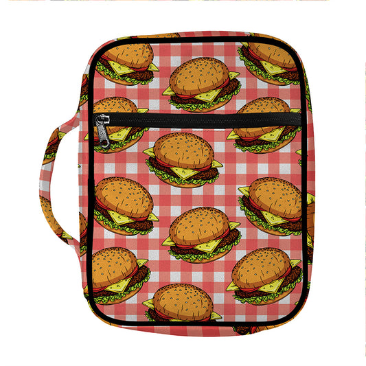 Hamburger Plaid Pattern Print Front Pocket Bible Bag