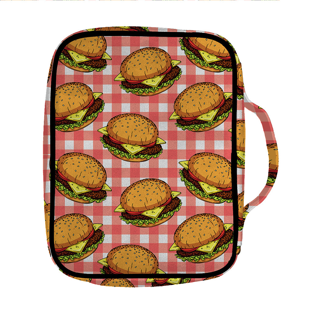 Hamburger Plaid Pattern Print Front Pocket Bible Bag