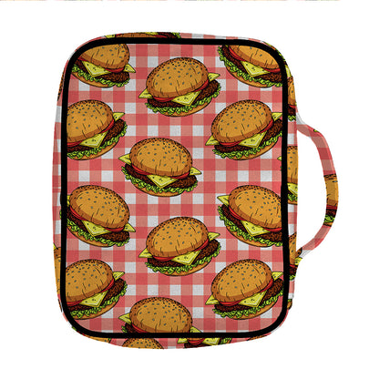 Hamburger Plaid Pattern Print Front Pocket Bible Bag