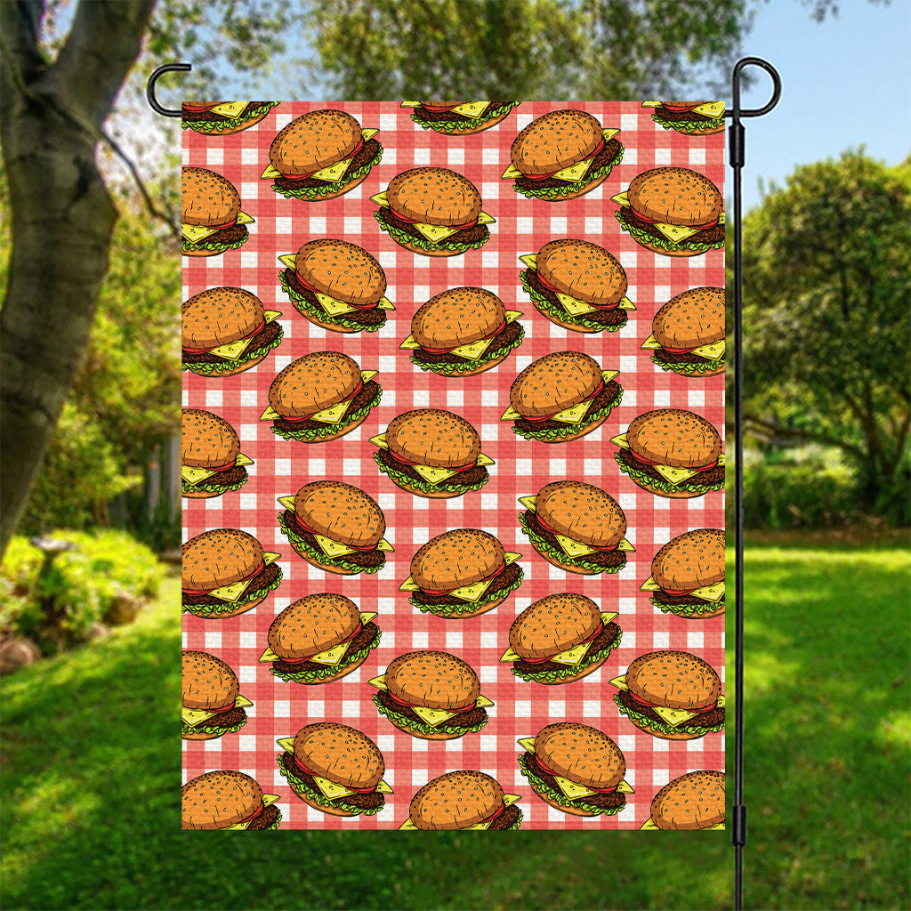 Hamburger Plaid Pattern Print Garden Flag