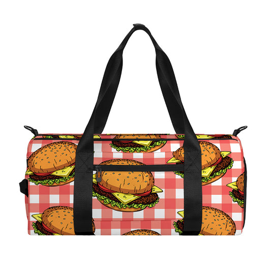 Hamburger Plaid Pattern Print Gym Bag
