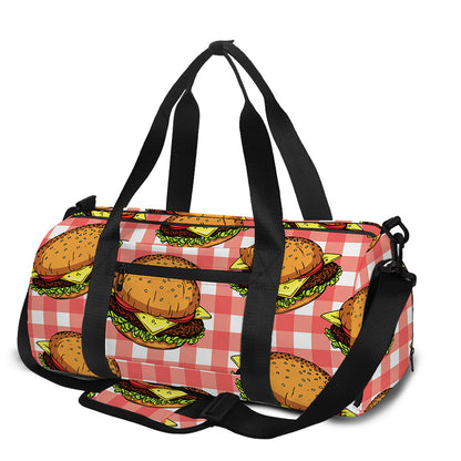Hamburger Plaid Pattern Print Gym Bag