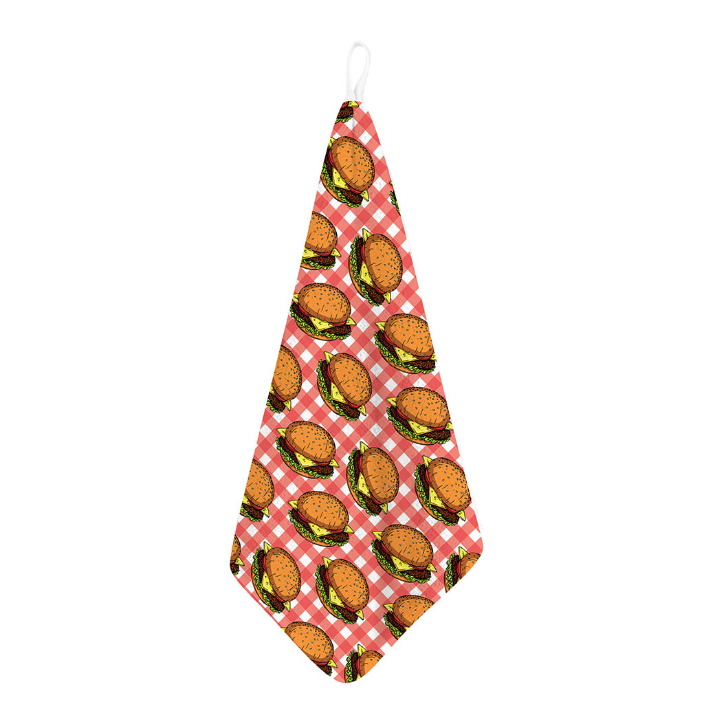 Hamburger Plaid Pattern Print Hand Towel