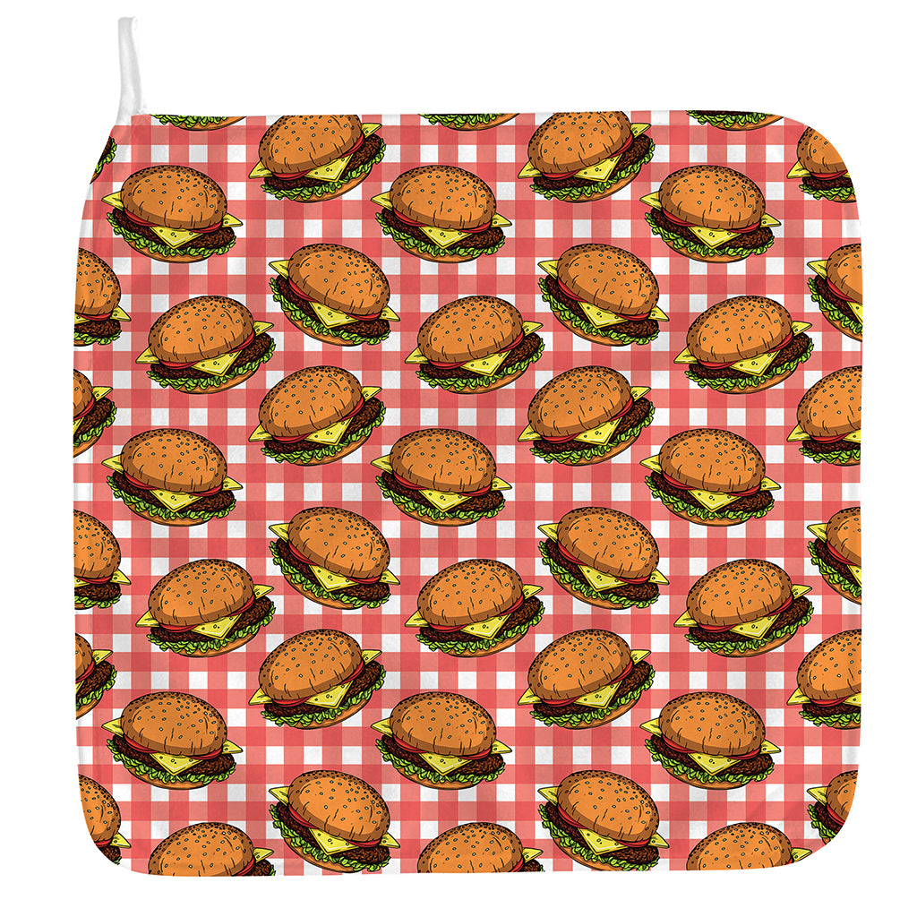 Hamburger Plaid Pattern Print Hand Towel