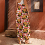 Hamburger Plaid Pattern Print Harem Pants