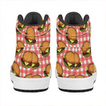 Hamburger Plaid Pattern Print High Top Leather Sneakers