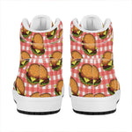 Hamburger Plaid Pattern Print High Top Leather Sneakers