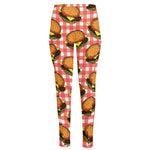 Hamburger Plaid Pattern Print High-Waisted Pocket Leggings