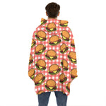 Hamburger Plaid Pattern Print Hoodie Blanket