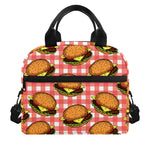 Hamburger Plaid Pattern Print Insulated Lunch Bag