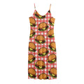 Hamburger Plaid Pattern Print Jersey Midi Cami Dress