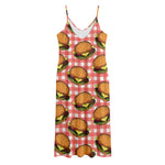 Hamburger Plaid Pattern Print Jersey Midi Cami Dress
