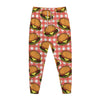 Hamburger Plaid Pattern Print Jogger Pants