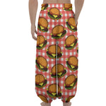 Hamburger Plaid Pattern Print Lantern Pants