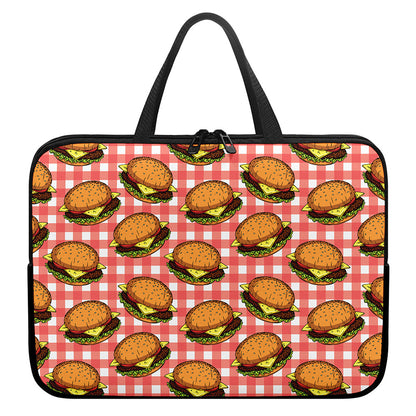 Hamburger Plaid Pattern Print Laptop Sleeve With Handle