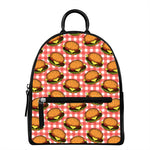 Hamburger Plaid Pattern Print Leather Backpack