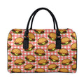 Hamburger Plaid Pattern Print Leather Duffel Bag