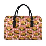 Hamburger Plaid Pattern Print Leather Duffle Bag