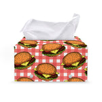 Hamburger Plaid Pattern Print Leather Tissue Box Cover